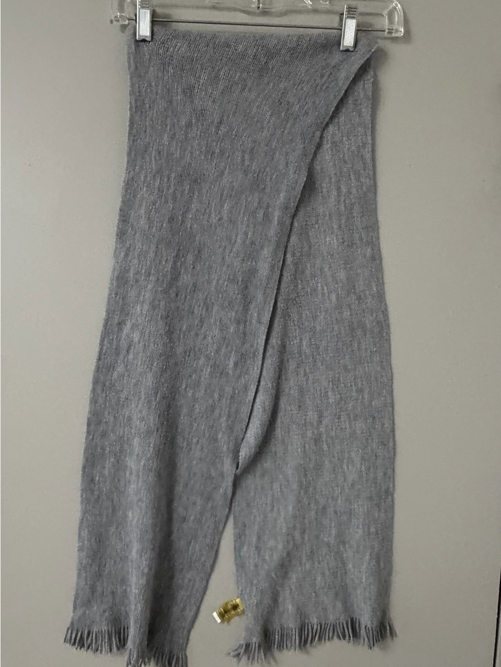 Calvin Klein Gray Fringe Scarf Soft Knit Winter Wrap
